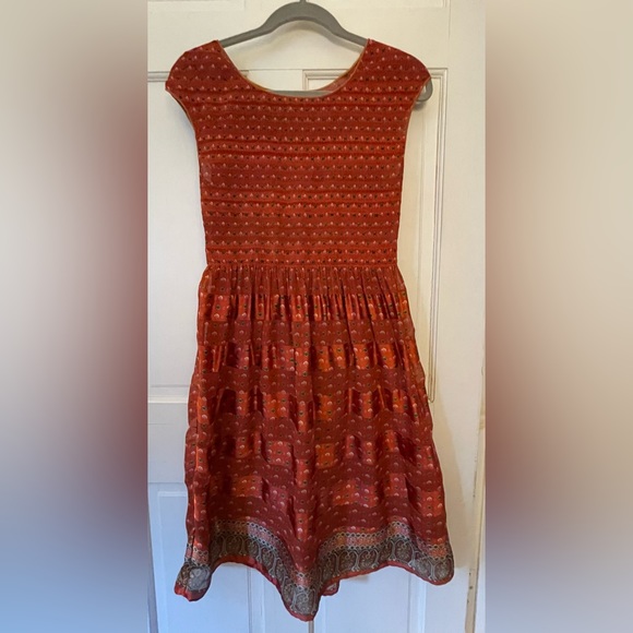 Orange Sleeveless Pattern Midi Dress - Max Studio - Size Large - Picture 1 of 8